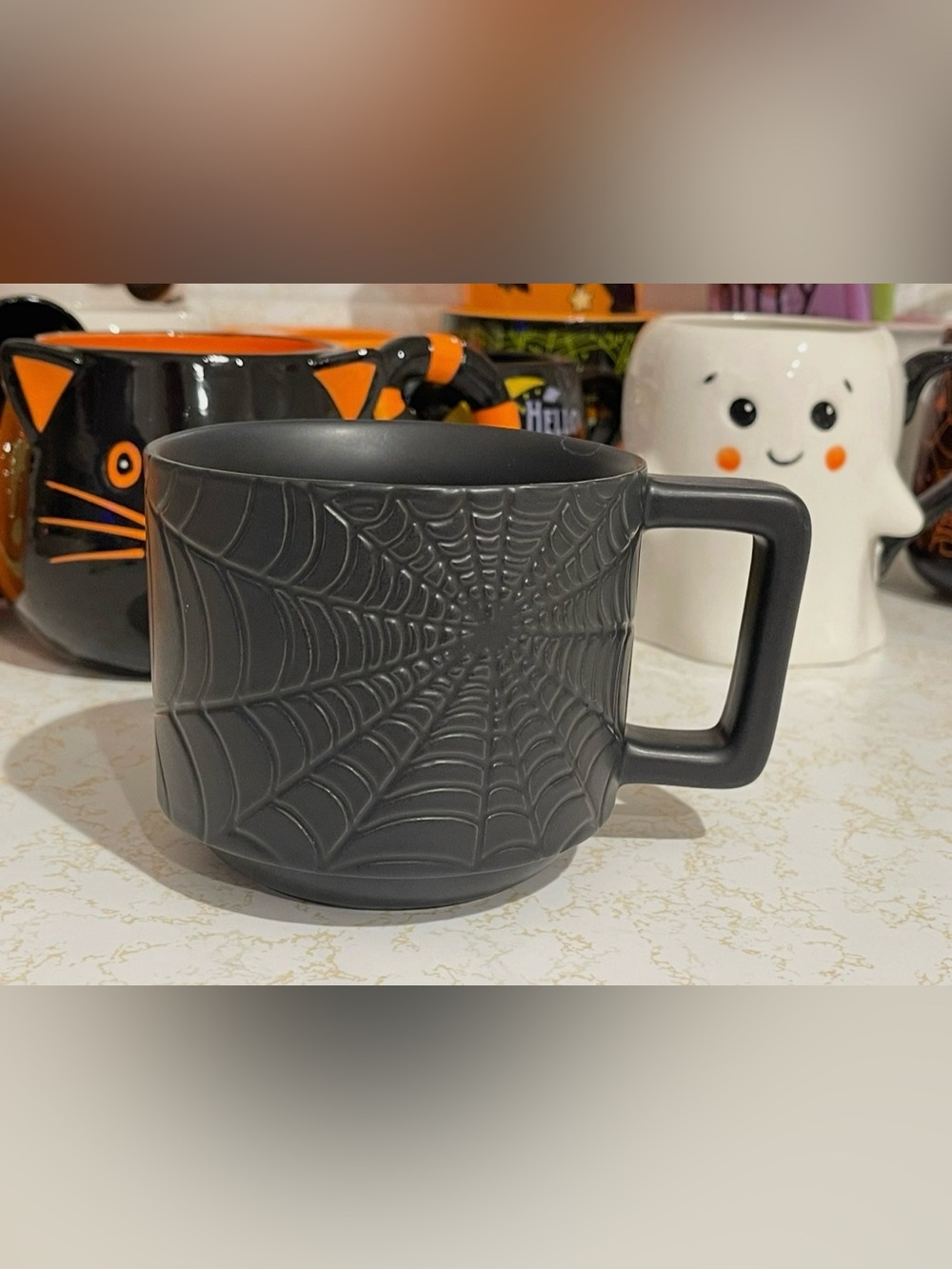 2019 Starbucks Fall Halloween Spider Web Matte Black Coffee Mug Cup 12oz
